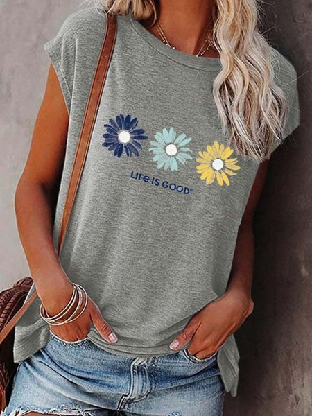

Dritto Maniche Corte Camicie & Top Cotone, Grigio, T-Shirts