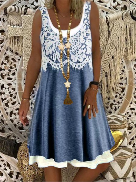 

Nuovo Donna Chic Vintage hippie Dritto senza maniche Bohemian Floray Abito, Blu, Dresses