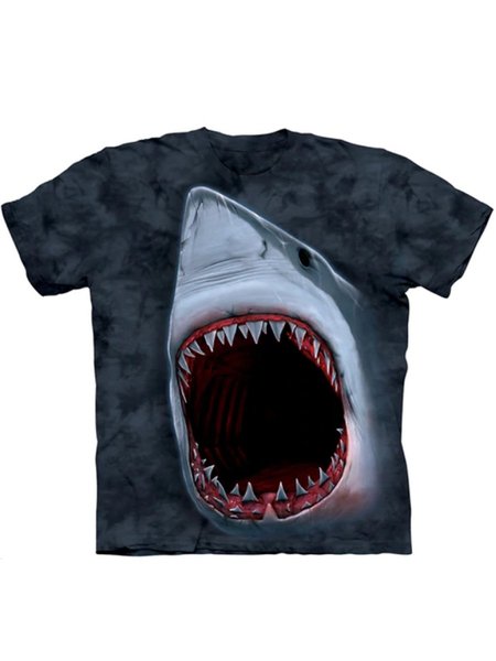

Shark Bite Crew Neck Cotton-Blend Women Tee, Blue, T-shirts