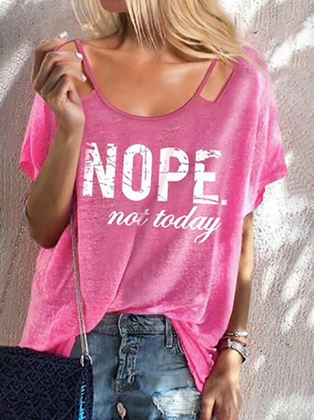 

Plus size Short Sleeve Casual Shirts & Tops, Pink, Printed T-shirts