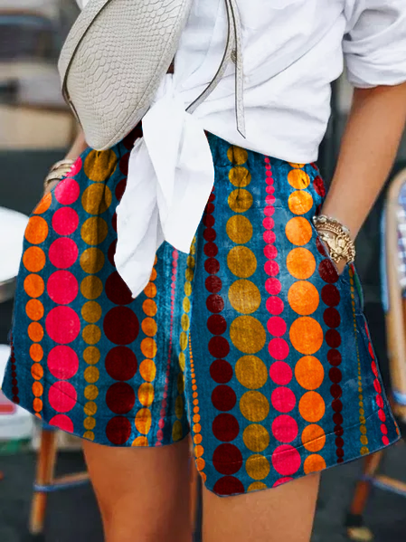 

Polka Dots Shift Pants, As picture, Shorts