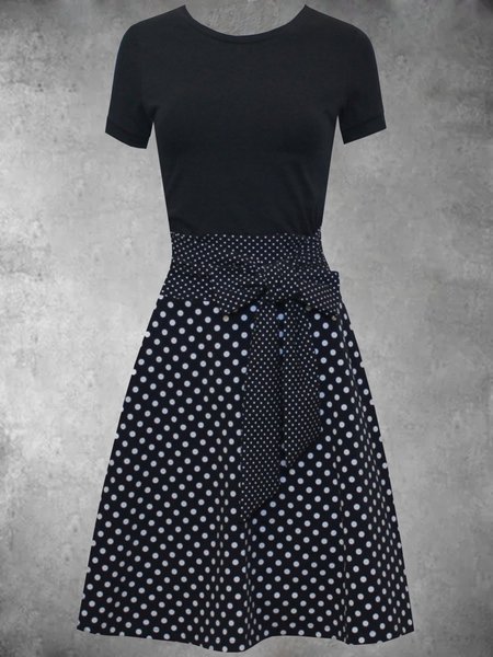 

Casuale Maniche Corte Girocollo taglia grande Stampato Abito, Nero, Dresses