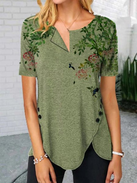 

Short Sleeve Casual T-shirt, Green, Tees & T-shirts