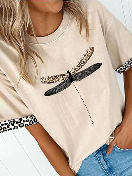 

Plus size Round Neck Short Sleeve Shirts & Tops, Khaki, Tops