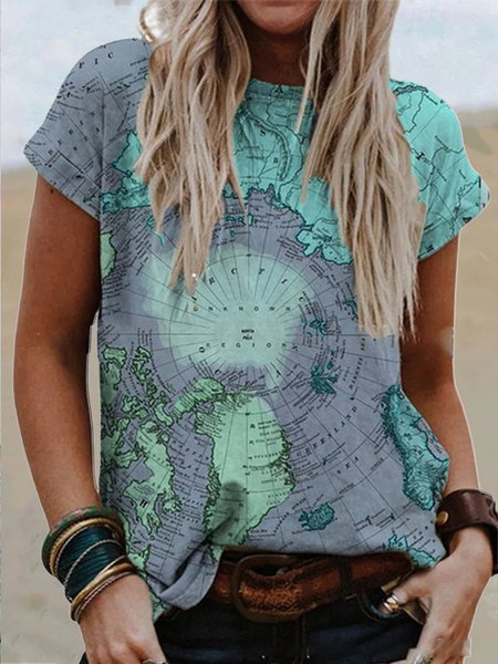 

Short Sleeve Casual T-shirt, Blue, Tees & T-shirts