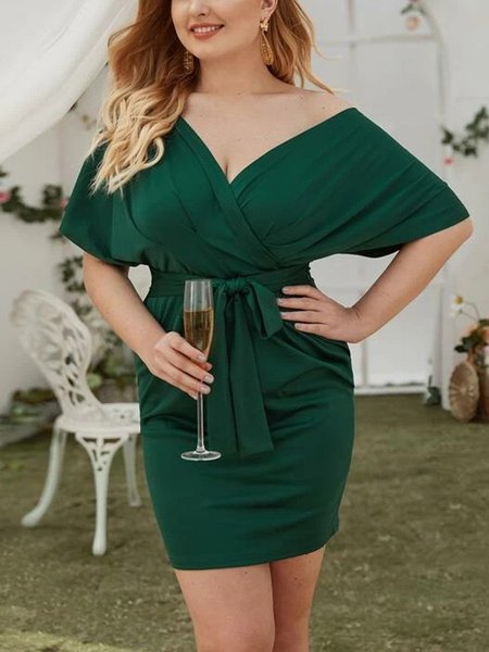 

Batwing Bodycon Knitting Dress, Green, Formal Dresses