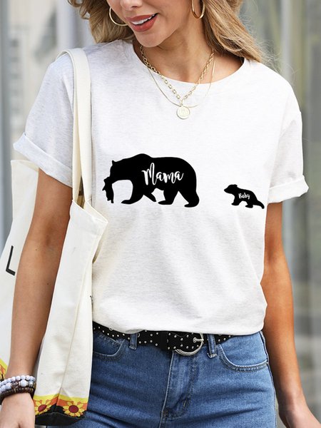 

Mother's Day MamaBear Holding A Child Graphic Tee, White-gray, T-shirts