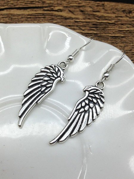 

Vintage Distressed Angel Wings Earrings, Silver, Earrings