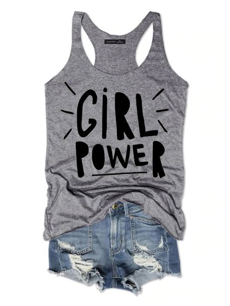 

Girl's Power Women's Sleeveless Shirt, Grey, Tank Tops