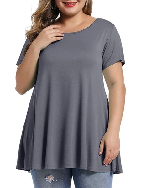 

Polyester Fibre Short Sleeve Tops, Deep gray, T-Shirts
