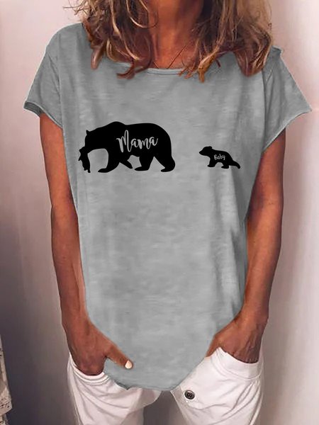 

Mama Bear Carrying The Baby Graphic Tee, Gray, T-shirts