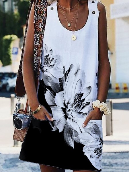 

Stampato Floreale Scollo a U Vacanza Mini Abito, Come immagine, Dresses