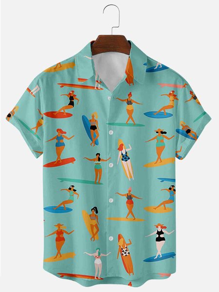 

Cartoon Casual Printed Shirts & Tops, Green, Shirts