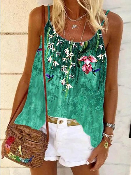 

Sweet Floral Shift Tops, As picture, Tank Tops & Camis