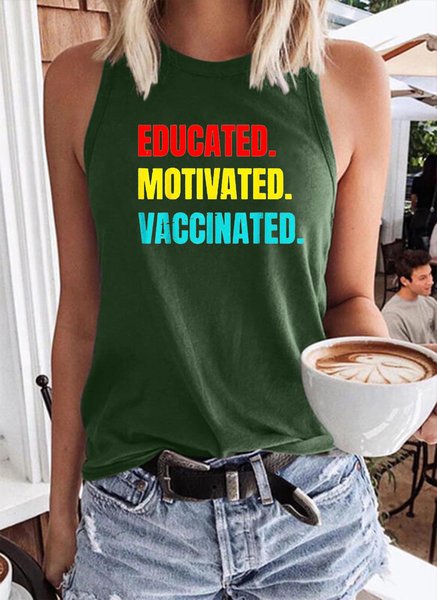 

Educated Motivated Vaccinated Tank Top, Dark green, Tank Tops