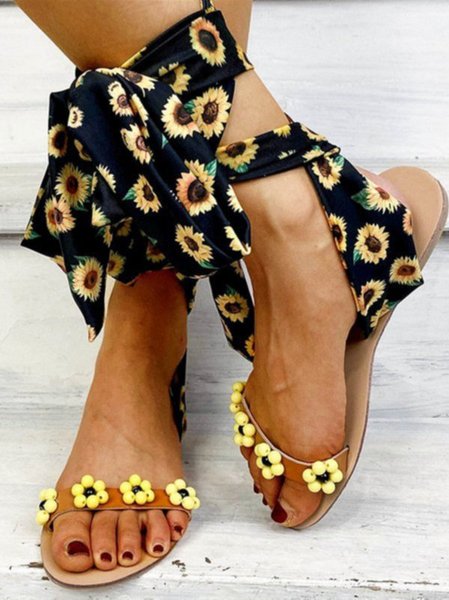 

Cloth Sandals, Yellow, Shoes