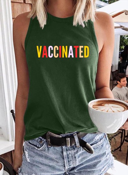 

I Got My Vaccine, Vaccinated Tshirt, Dark green, Tank Tops