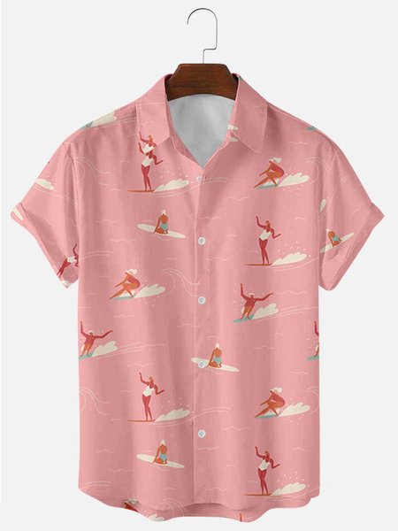 

Casual Cartoon Shirts & Tops, Pink, Men's shirts
