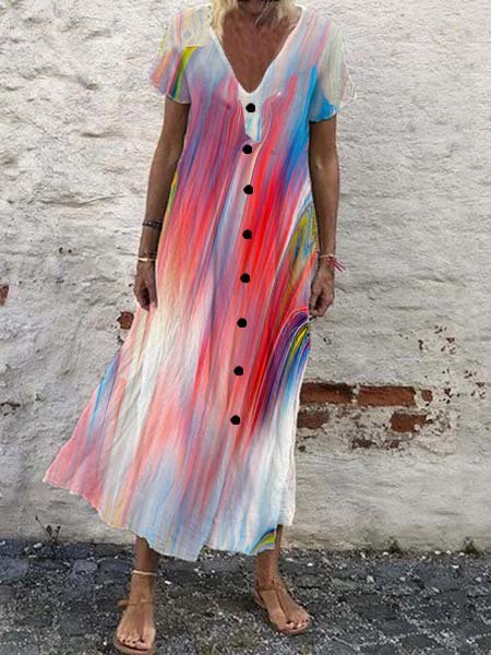 

Abito Dritto Casuale Maniche Corte, Come immagine, Maxi Dresses