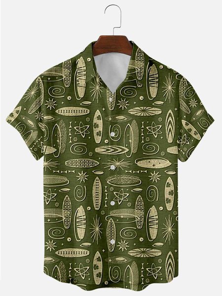 

Casual Tribal Shirt Collar Shirts & Tops, Green, Shirts