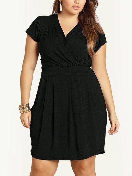 

Vintage Knitted A-Line Short Sleeve Knitting Dress, Black, Dresses