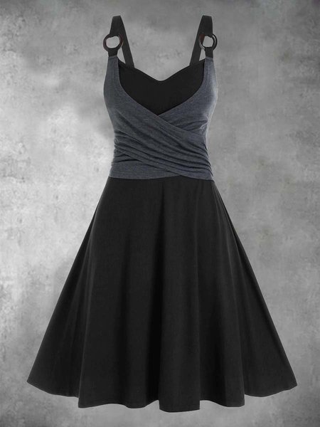 

Dritto senza maniche Gonna Casuale, Nero, Dresses