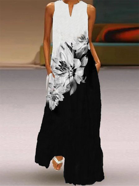 

Nuovo Donna Chic taglia grande Vintage Bohemian Vacanza Maniche Corte Dritto Floreale Abito, Bianco, Maxi Dresses