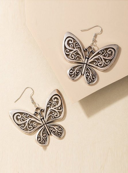 

Alloy Earrings, Silver, Earrings