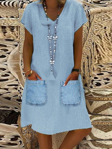 

Abito Scollo a V Maniche Corte, Come immagine, Dresses