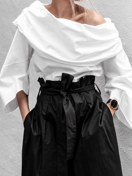 Bianca Camicia Scoperte Spalle, Bianco, Blouses & Shirts