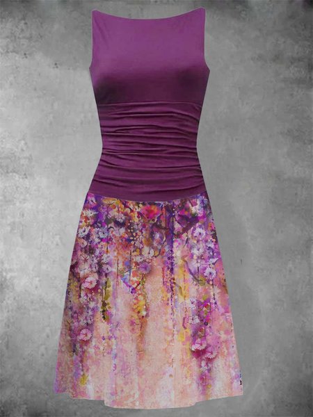 

Girocollo Casuale Dritto Abito, Viola, Dresses