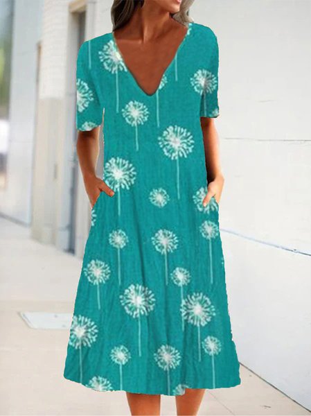 

Nuovo Donna Chic taglia grande Vintage Bohemian Vacanza Maniche Corte Dritto Gonna Casuale, Blu, Summer dresses