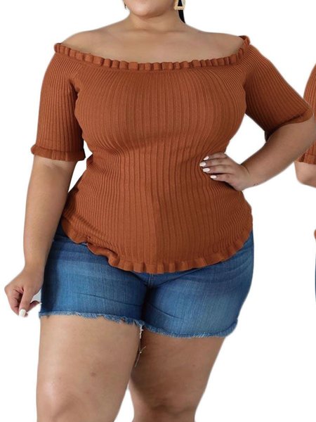 

Plus Size Crew Neck Casual Tops, Coffee, Tops