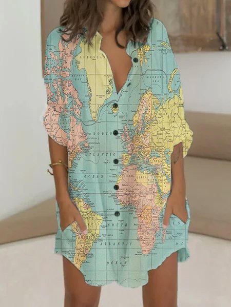 

Half Sleeve Casual Shift Weaving Dress, As picture, Dresses