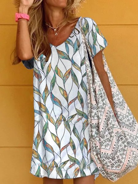 

Abito Casuale Le foglie A-line, Bianco, Dresses