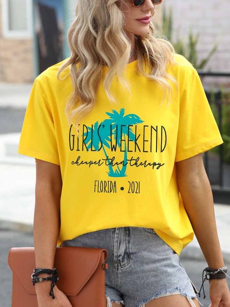 

Girls Weekend Cheaper than Therapy Palm Tree for Tee, Yellow, T-shirts