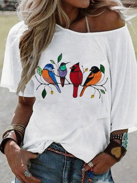 

Cotton-Blend Short Sleeve Casual Shift T-shirt, White, T-Shirts