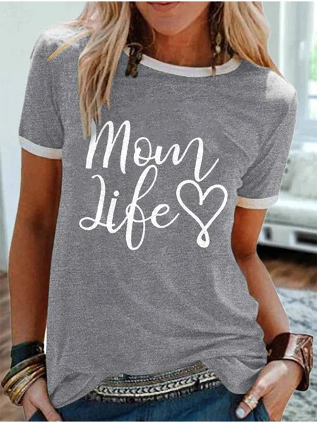 

"Mom Life" Graphic T-Shirt, Gray, T-shirts