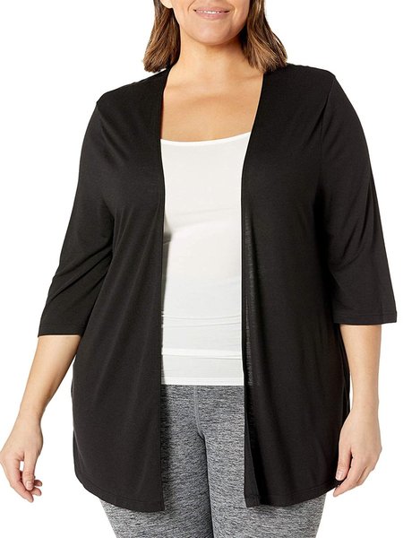 

Women's Plus Size Lightweight Open Cardigan, Black, T-Shirts