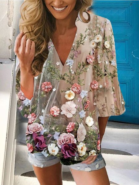 

Casuale Dritto Mezza Manica Camicie & Top, Come immagine, Blouses & Shirts