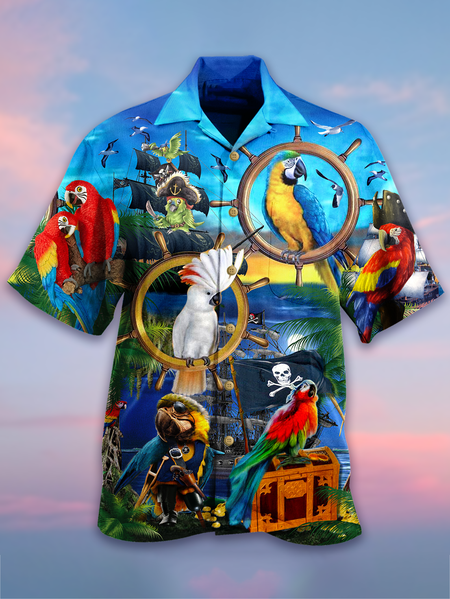 

Men's New Style Short Sleeve Casual Loose Shirt, Blue, Shirts ＆ Blouse