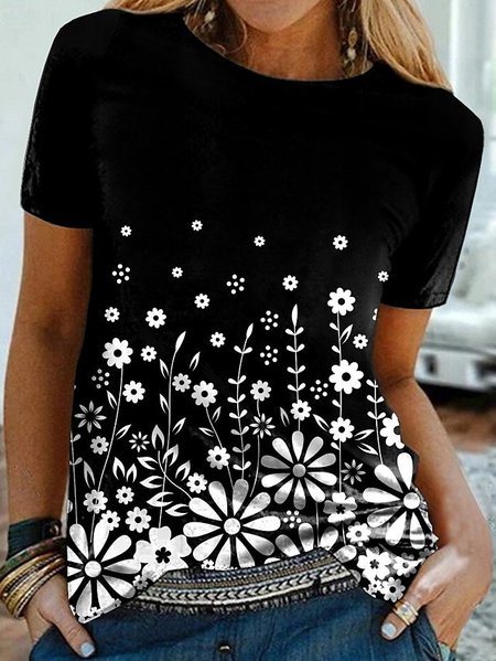 

Girocollo Maniche Corte Camicie & Top, Nero, Blouses & Shirts