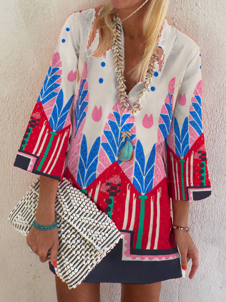 

Abito Vacanza 3/4 Manica, Blu, Mini Dresses