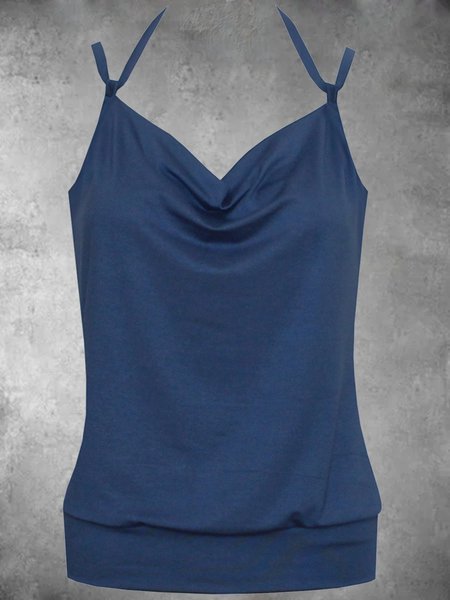 

Casual Sleeveless V Neck Plus Size Tops, Blue, Auto-Clearance