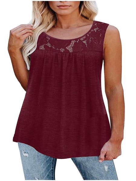 

Crew Neck Tops, Wine red, Tanks & Camis