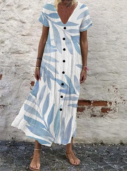 

Nuovo Donna Chic taglia grande Vintage Bohemian Vacanza Casuale Floreale Scollo a V Abito, Bianco, Midi Dresses
