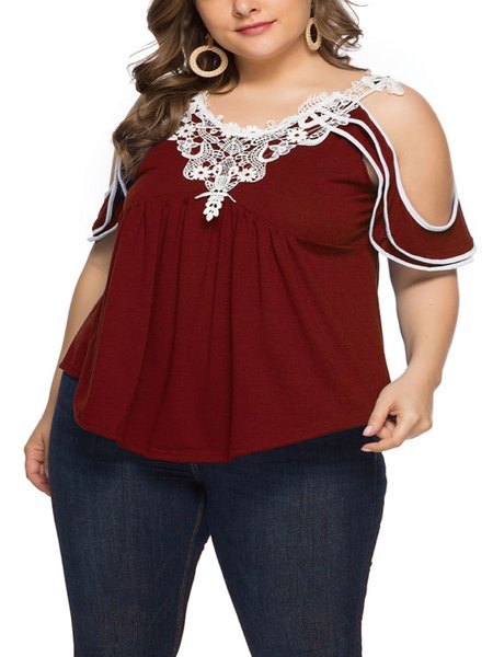 

Plus Size Summer Tops Women Casual Tops, Wine red, Tops
