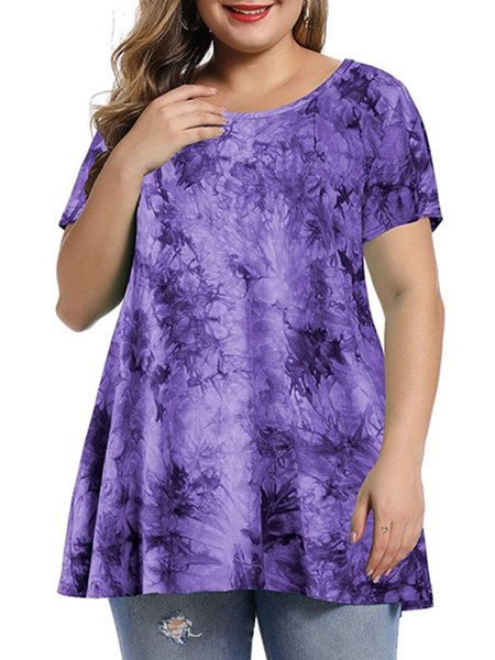 

A-line Casuale Girocollo Ombre/Tintura a nodi Top, Purple, Tops