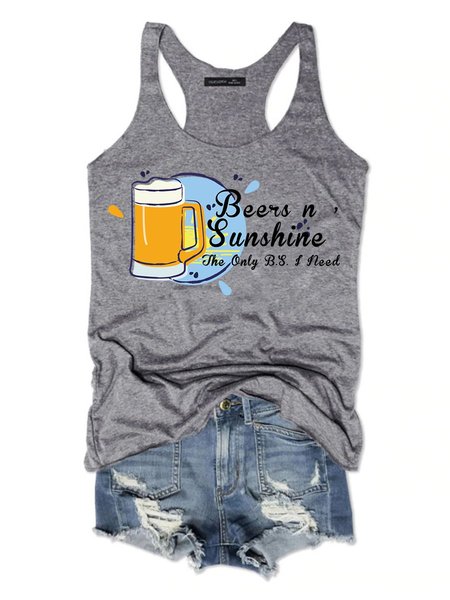 

Beers And Sunshine Women's Sleeveless Shirt, Grey, Tank Tops