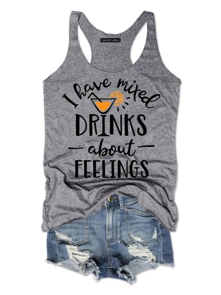 

I Have Mixed Drinks About Feelings Women's Sleeveless Shirt, Grey, Tank Tops